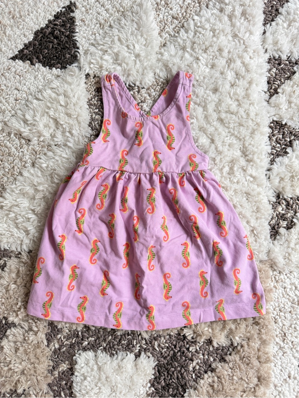 Hanna Andersson Girls' Pink Seahorse Print Cotton Dress and bloomers  - NWOT